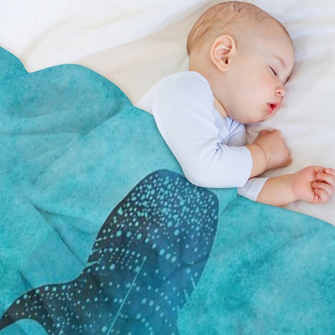 Whale Shark Blue Ocean Travel-friendly Throw Blanket