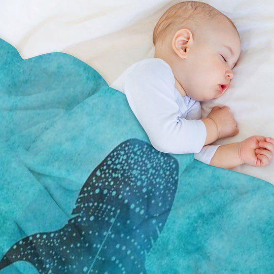 Whale Shark Blue Ocean Travel-friendly Throw Blanket