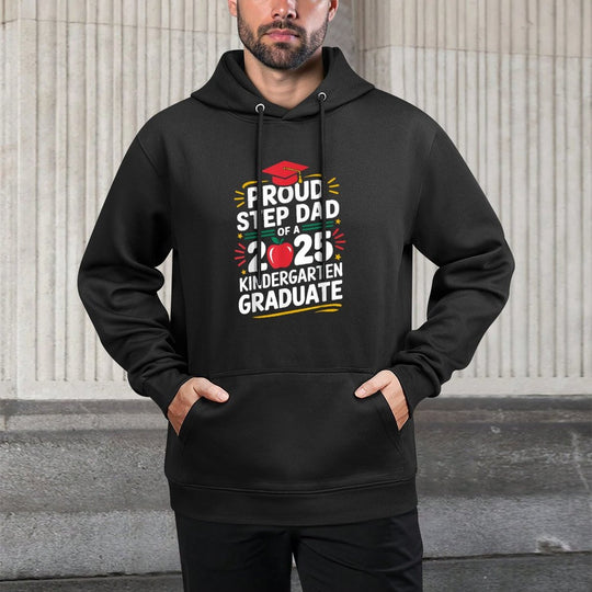 Proud Step Dad Of A 2025 Kindergarten Graduate Graduation Kangaroo Pocket Hoodie
