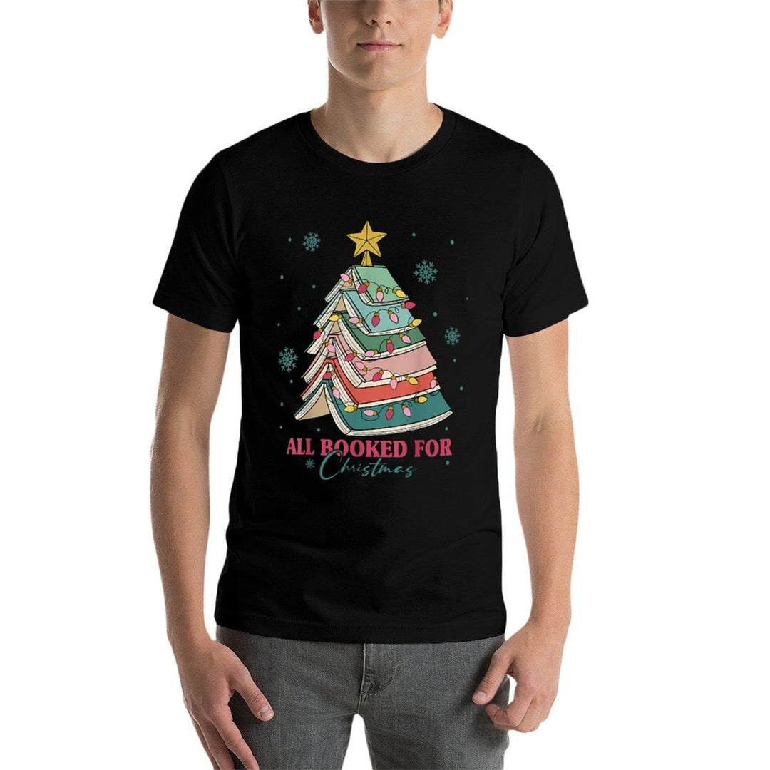 All Booked For Christmas Book Christmas Tree Lights Bookish  Graphic-printed T-Shirt