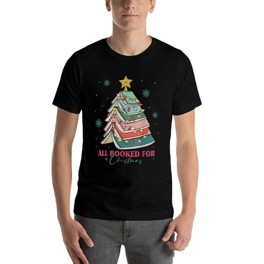 All Booked For Christmas Book Christmas Tree Lights Bookish  Graphic-printed T-Shirt