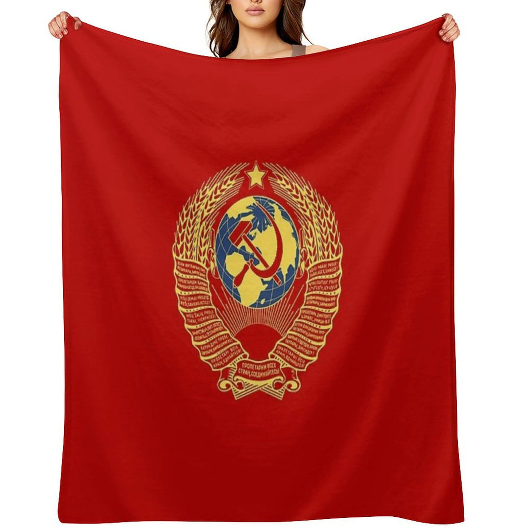 Golden Soviet Union Flag Premium Throw Blanket
