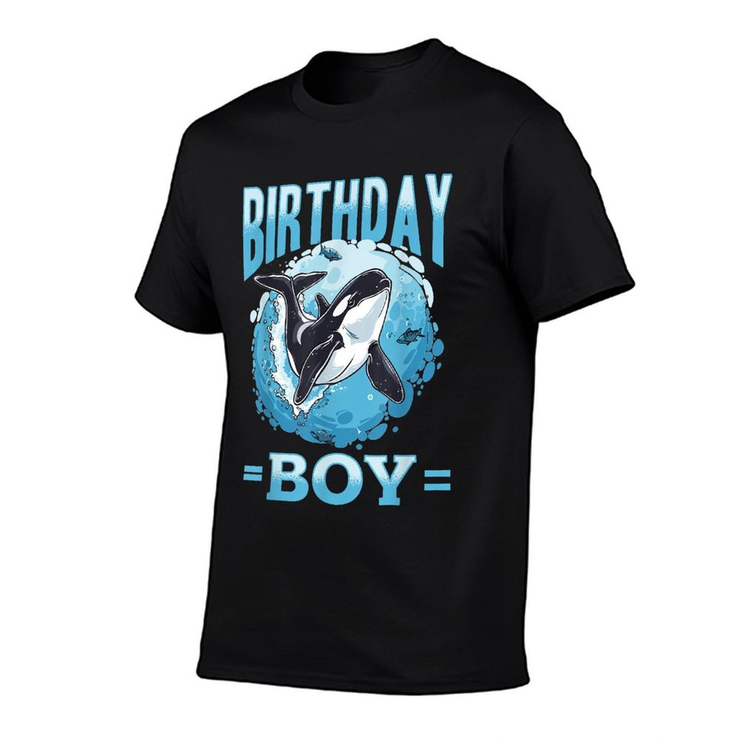 Funny Orca Animal Birthday Boy  Ribbed Collar T-Shirt