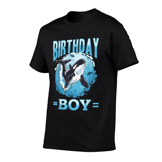 Funny Orca Animal Birthday Boy  Ribbed Collar T-Shirt
