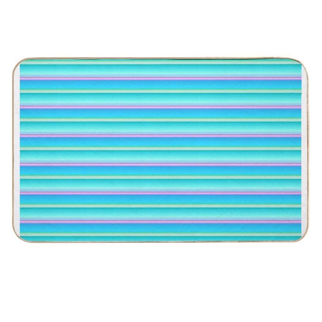 Blue Color Horizontal Striped  Ocean Color Horizontal Striped  Long-Lasting Bath Mat