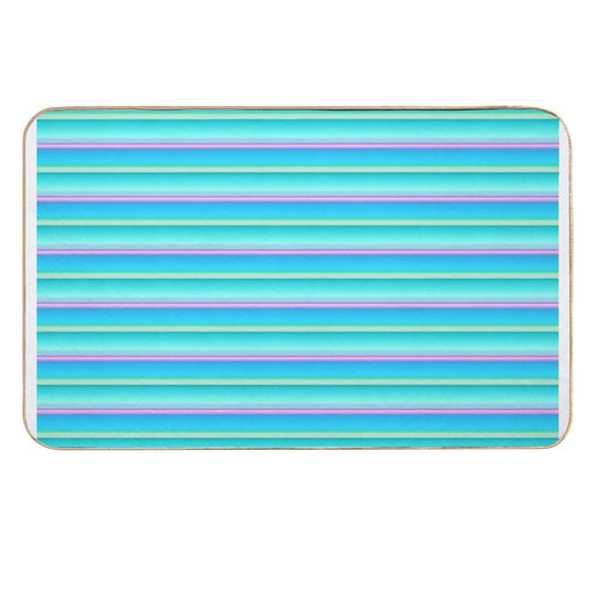 Blue Color Horizontal Striped  Ocean Color Horizontal Striped  Long-Lasting Bath Mat