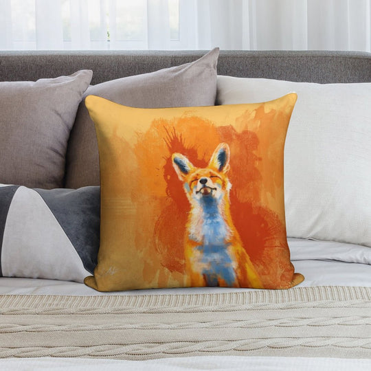 Happy Fox - Fox Illustration, Animal Art, Happiness Soft Washable Throw Pillow
