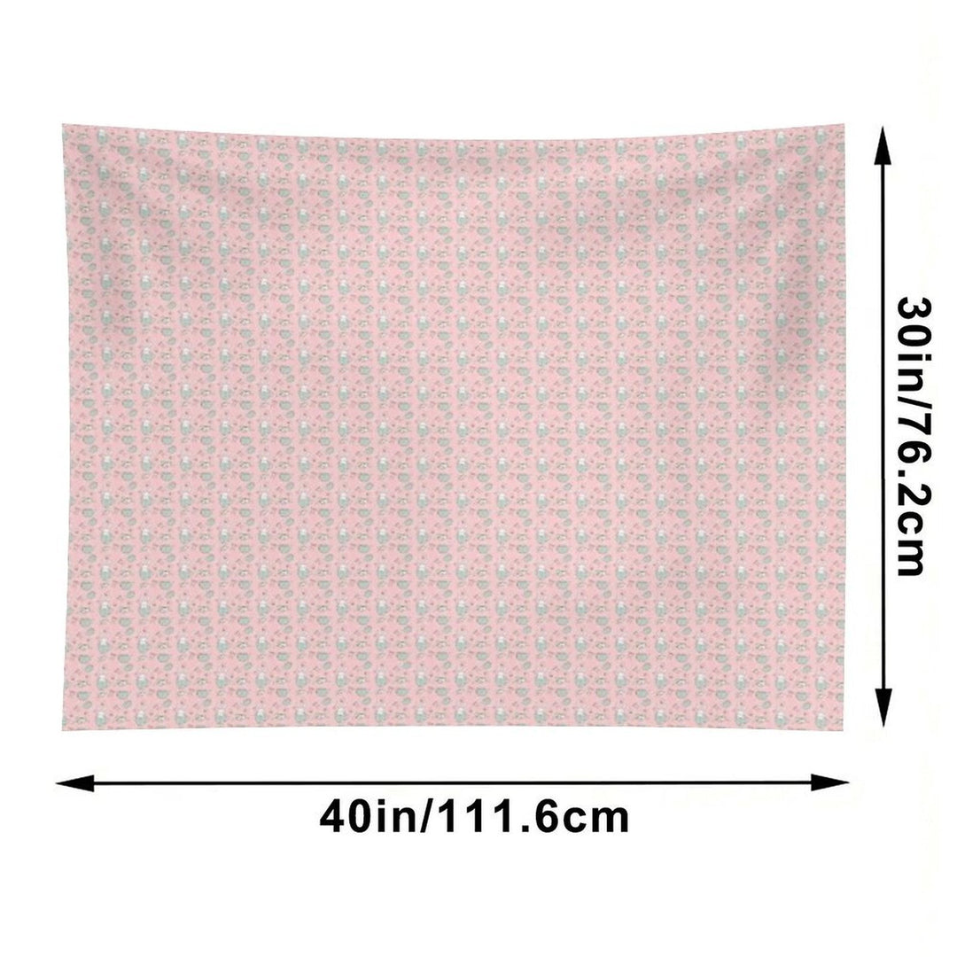 Cute Bunny Teacup Seamless Pattern Pretty Pink Tapestry