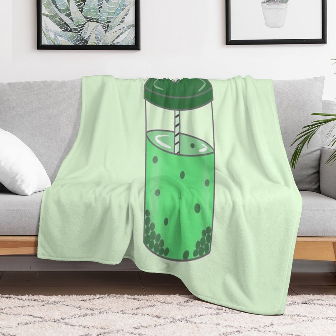 Green Boba Digital Doodle Gift-ready Throw Blanket
