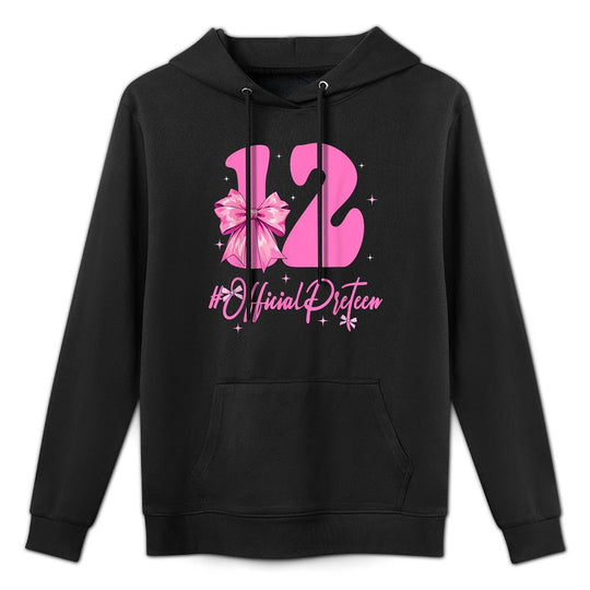 12 Year Old Official Pre-teen 12th Birthday Coquette Girl Customizable Surface Hoodie