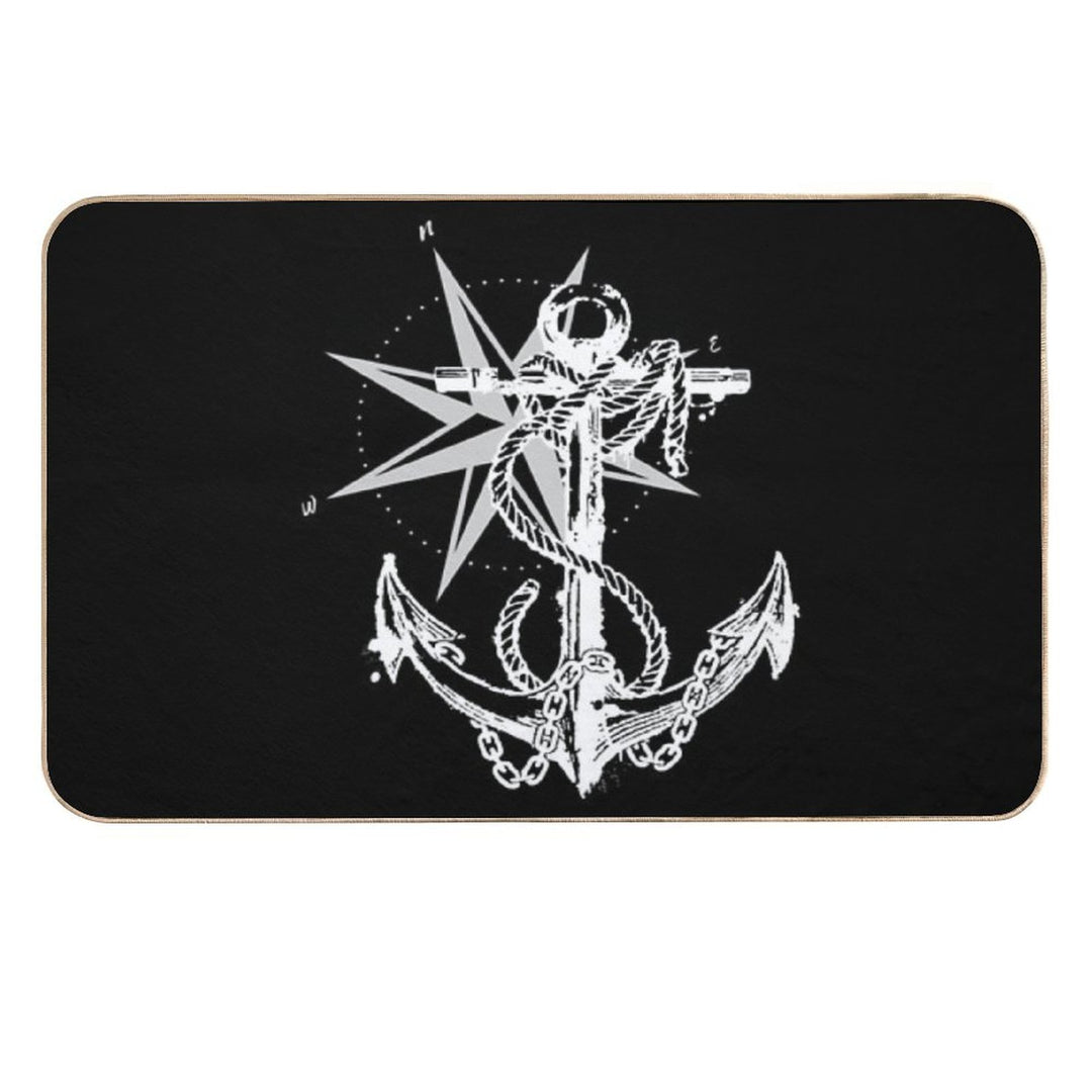 Anker Compass Design Maritime Nautical  Odorless Bath Mat