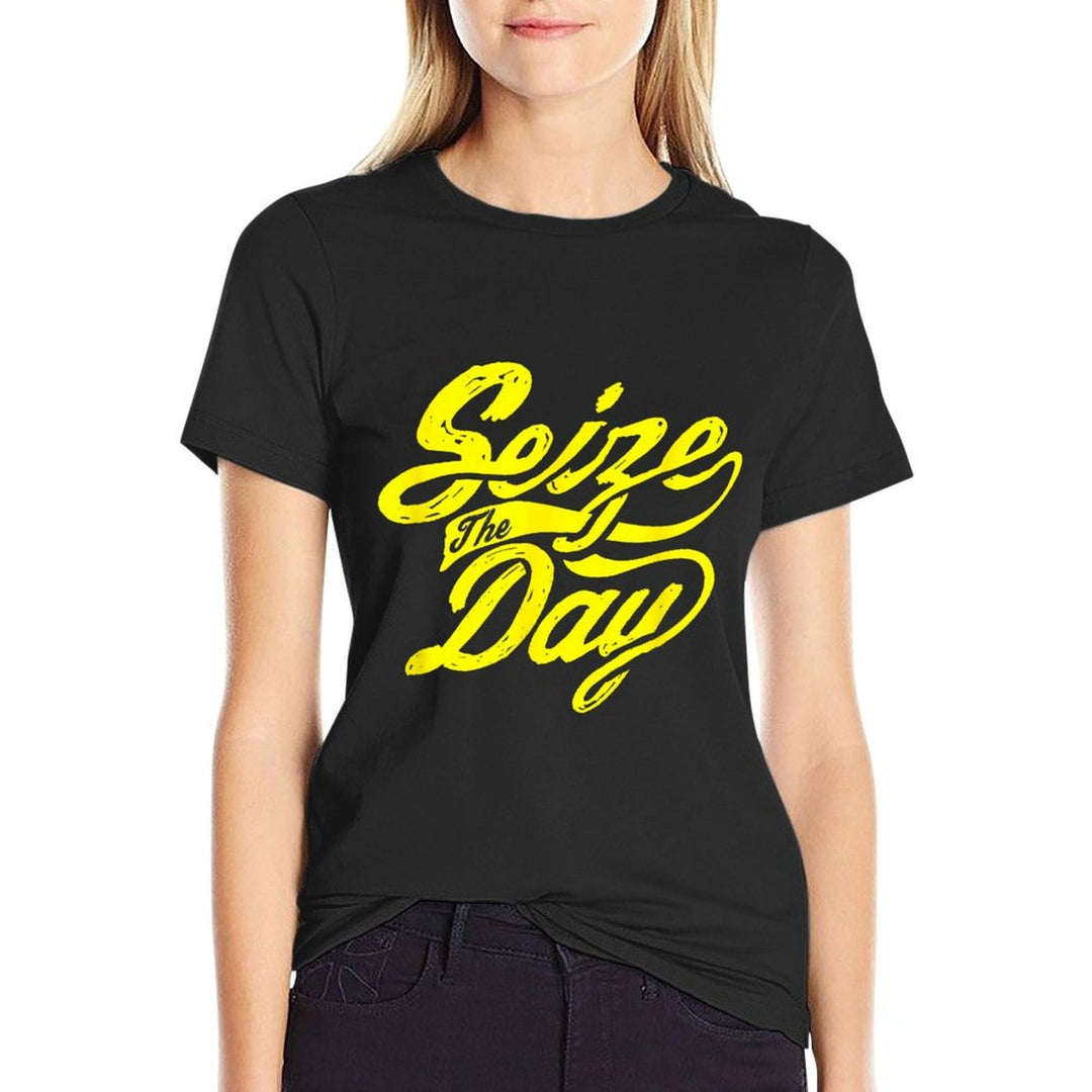 Seize The Day Typography T-shirt  Oversized Silhouette T-Shirt