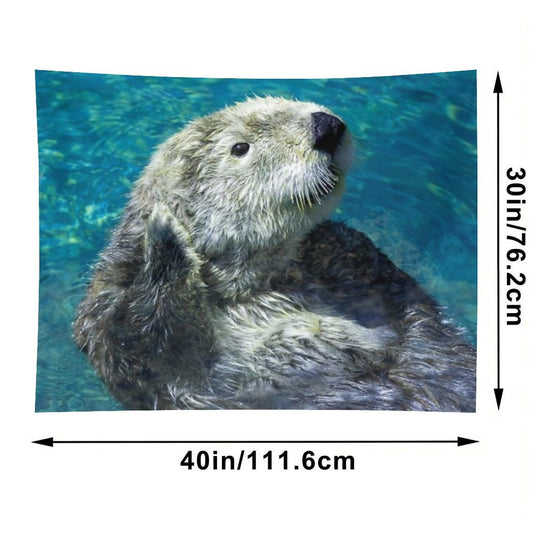 Adorable Sea Otter Cute Blue Water Tapestry