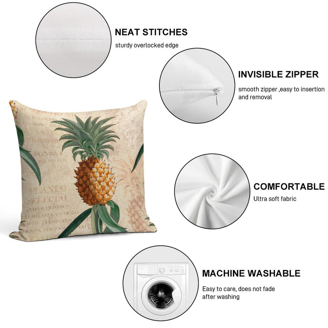 Vintage Pineapple Soft Hidden Zipper Throw Pillow