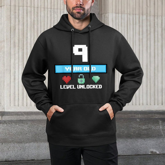 9th Birthday 9 Year Old Level Unlocked Bday Gifts Moisture-Wicking Hoodie