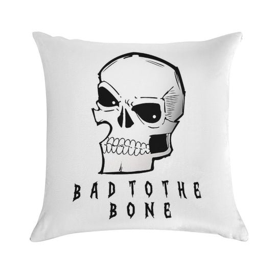 “Bad to The Bone – Gothic Rock Rebel Skull” Soft Reinforced Edging Throw Pillow
