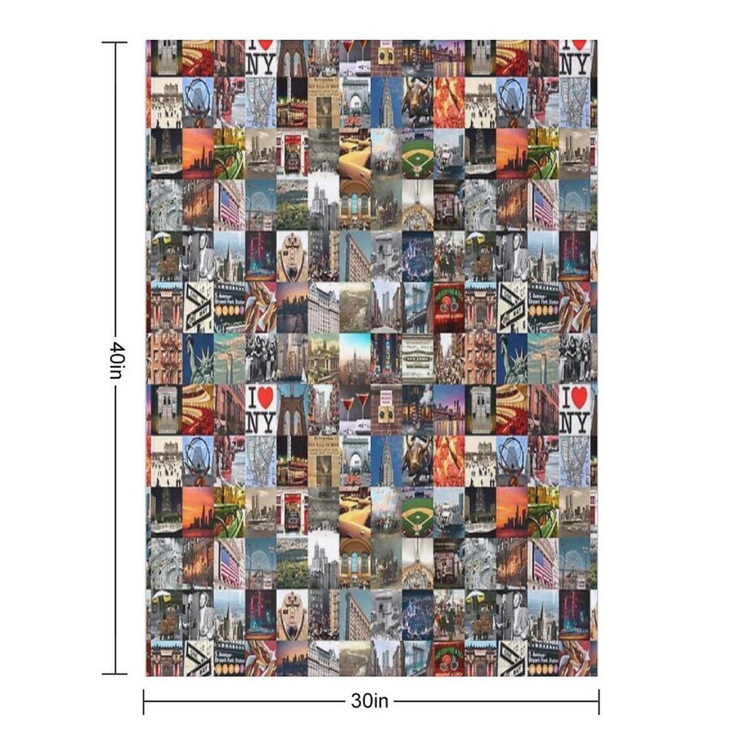 Typical New York - Collage of Images of The City And History Plush Throw Blanket