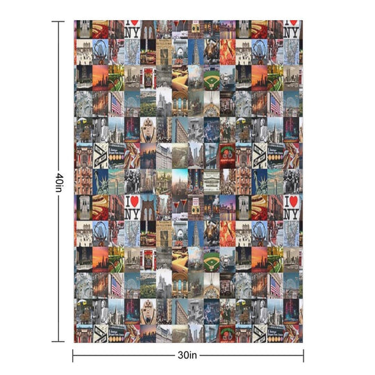 Typical New York - Collage of Images of The City And History Plush Throw Blanket
