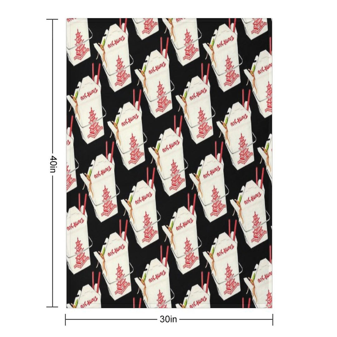 Chinese Takeout Pattern - Black Lightweight Throw Blanket