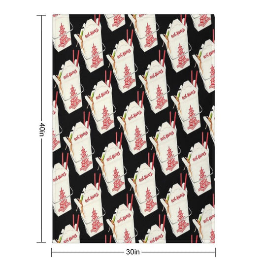 Chinese Takeout Pattern - Black Lightweight Throw Blanket