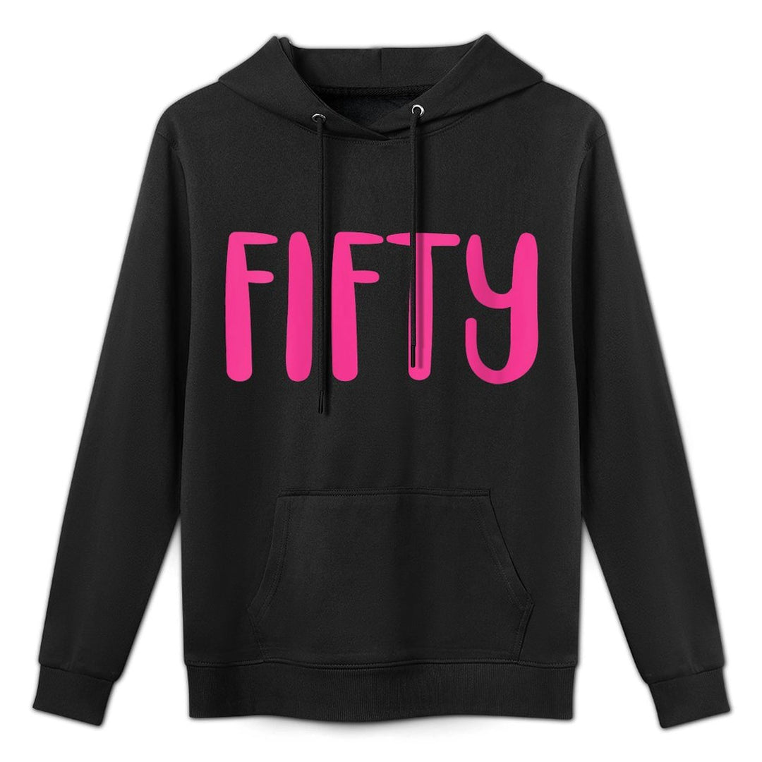 Womens Fifty, 50 Years Old Cute For Women Pink 50th Birthday Breathable Fabric Hoodie