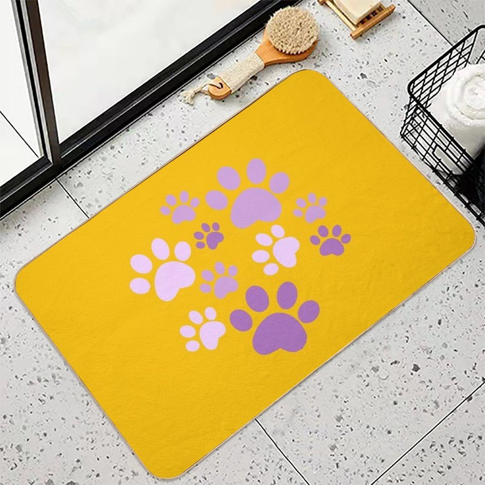 Purple Dog Paws Cute Puppy Paw Prints For Dog Lovers Pet Owners  Dirt-Trapping Bath Mat