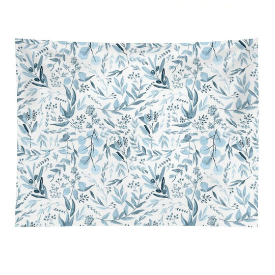 Little Blue Eucalyptus Leaves Botanical Pattern Tapestry