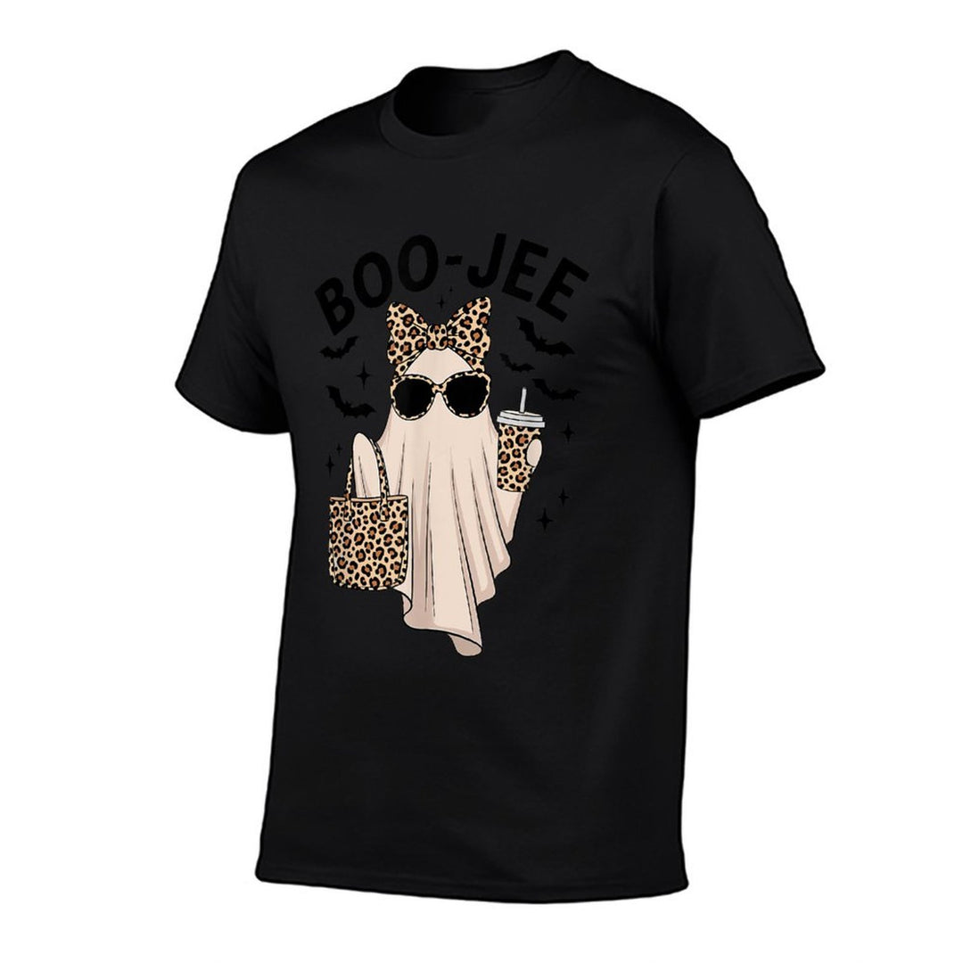 Coquette Leopard Ghost Coffee Boo-JEE Halloween Boujee Ghost Comfortable T-Shirt
