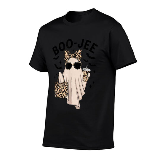Coquette Leopard Ghost Coffee Boo-JEE Halloween Boujee Ghost Comfortable T-Shirt