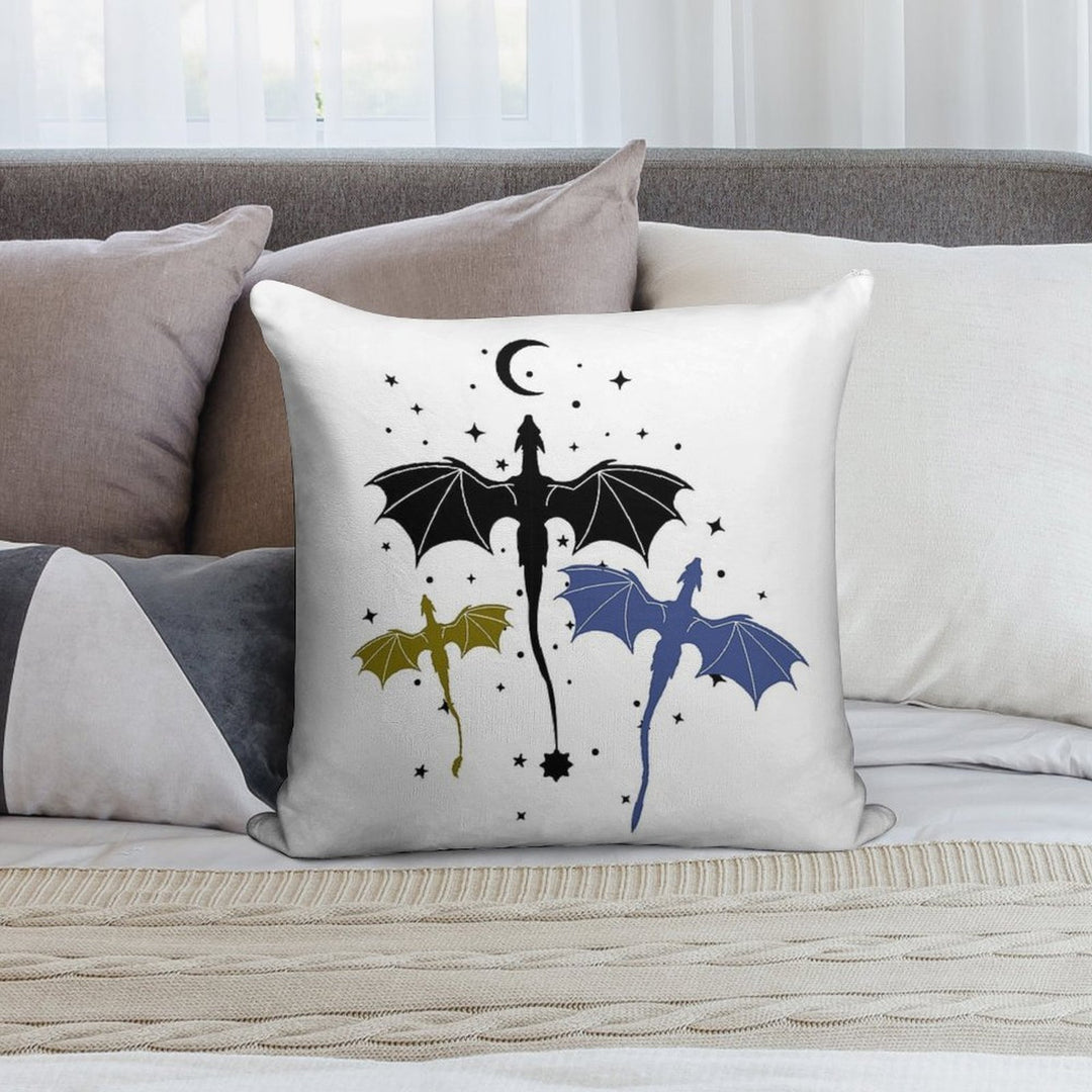 Trio of Black, Gold And Navy Dragons Soft Bedroom Essential Throw Pillow