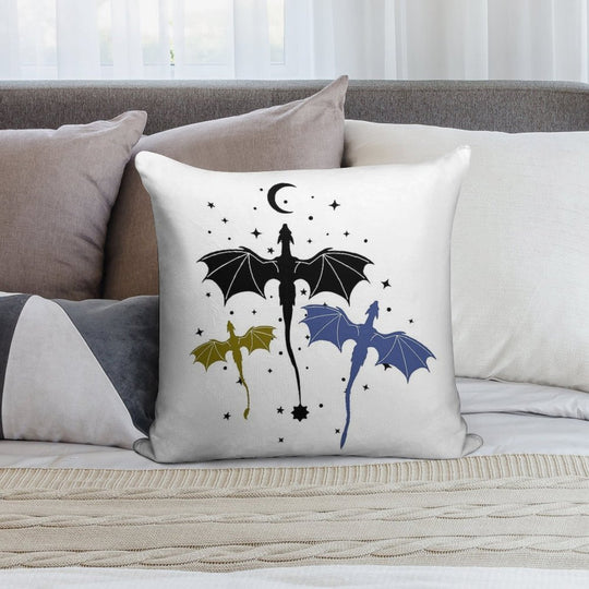 Trio of Black, Gold And Navy Dragons Soft Bedroom Essential Throw Pillow