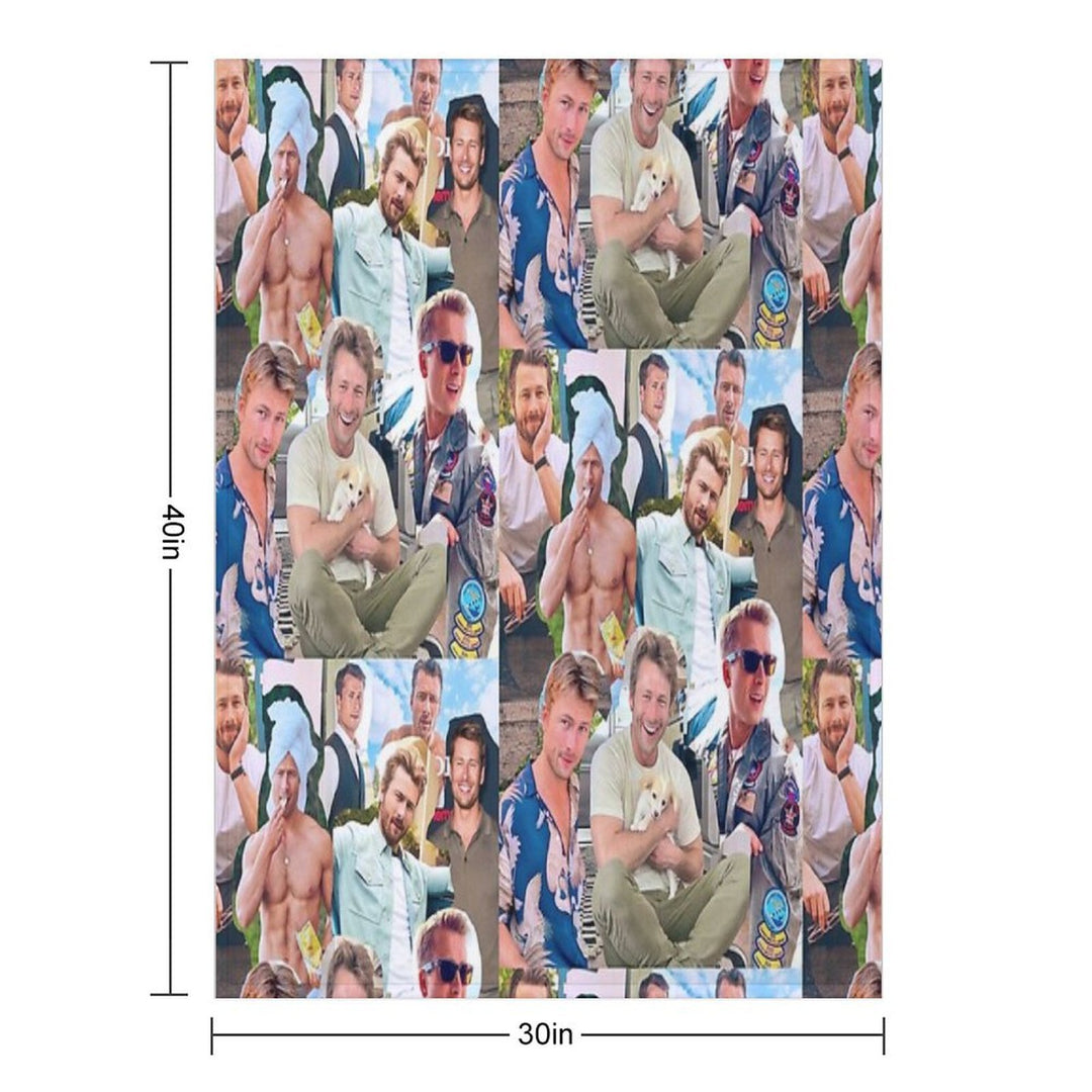 Glen Powell Photo Collage Gift-ready Throw Blanket