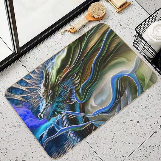 Fractal Blue Dragon  Toxin-Free Bath Mat