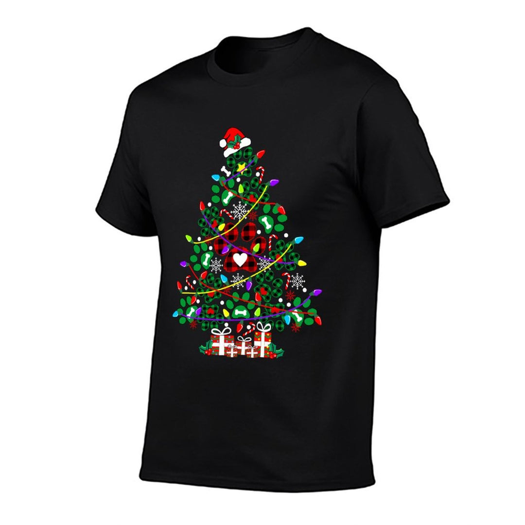 Paws Print Christmas Tree Dog Or Cat with Santa Lights  Versatile T-Shirt