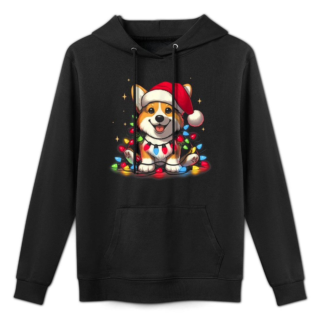 Corgi Santa Christmas Tree Lights Boys Men Corgmas Dog Moisture-Wicking Hoodie