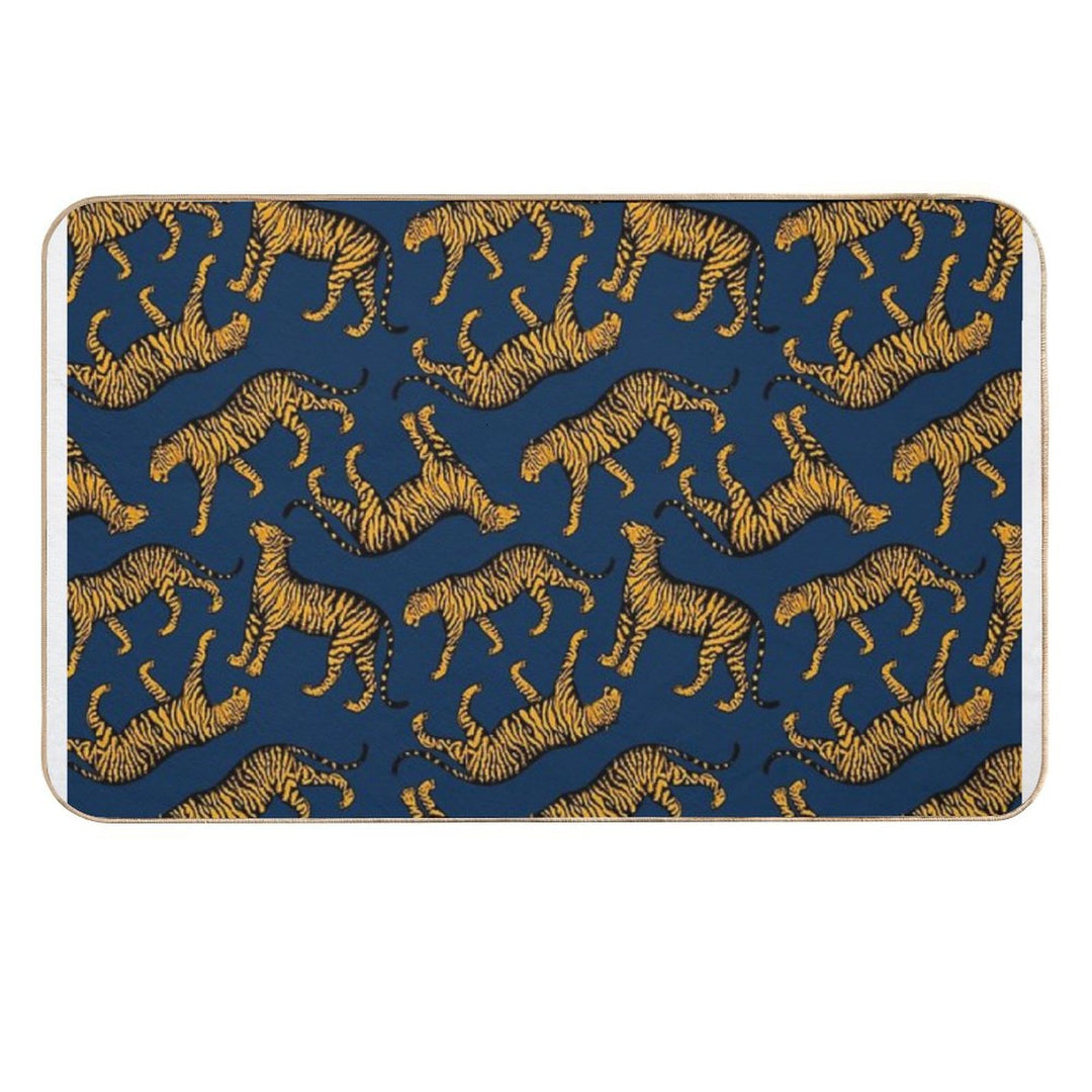Tigers (Navy Blue And Marigold)  Pet-Safe Bath Mat