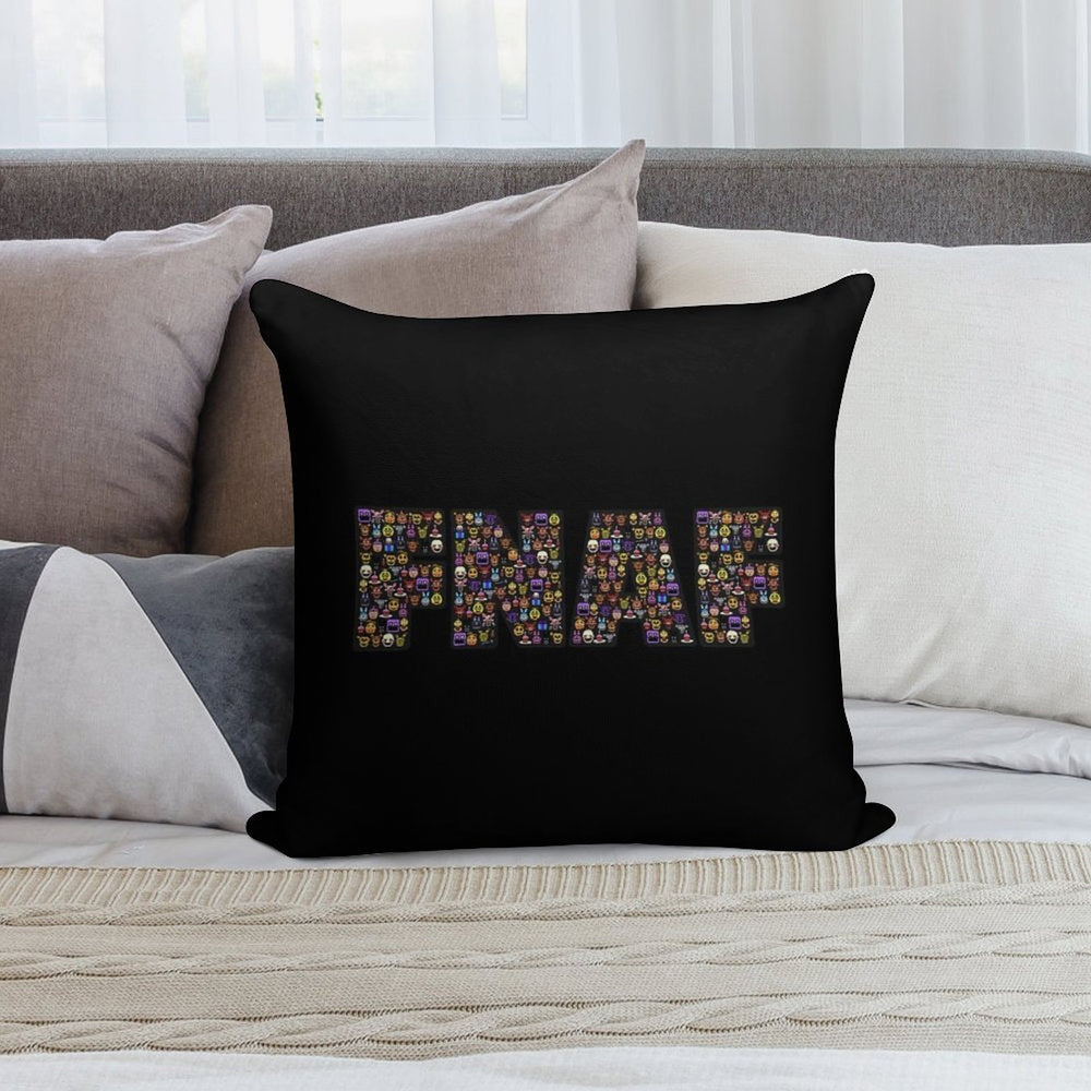 Five Nights at Freddy's - Pixel Art - FNAF Typography Black BG Soft Gift Ready Throw Pillow