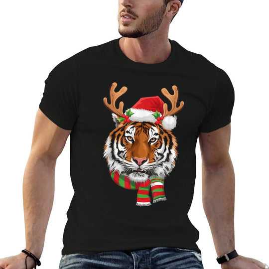 Tiger Reindeer Christmas - Santa Tiger Xmas Tiger Lover  Affordable Price T-Shirt
