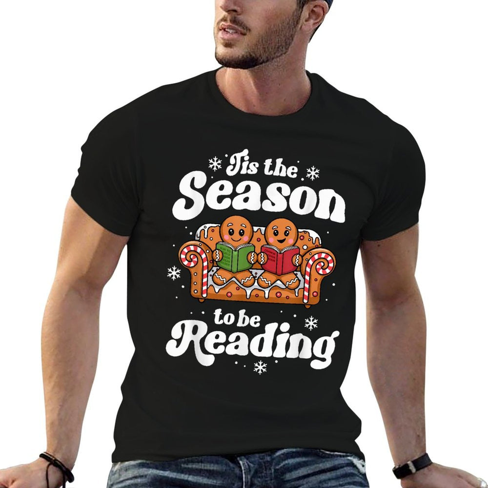 Christmas Book Lover Gingerbread Library Reading Bookaholic  Relaxed-fit T-Shirt