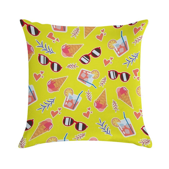 Bright Summer Pattern Soft Gift Ready Throw Pillow