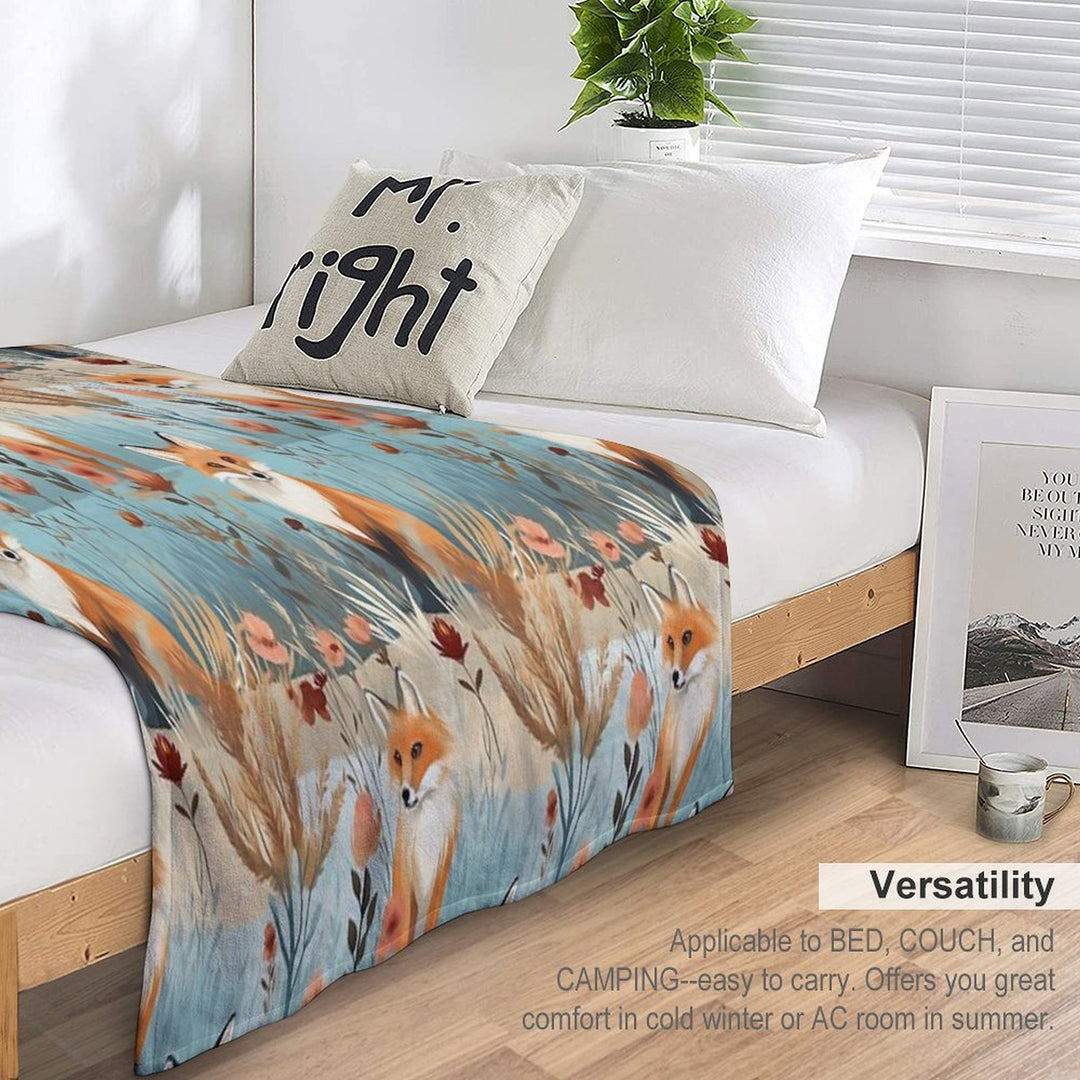 Fox Pattern Velvety-soft Throw Blanket