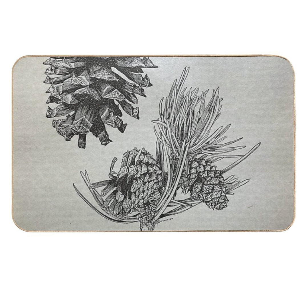 Long Pole Pine Vintage Plate  Repositionable Bath Mat