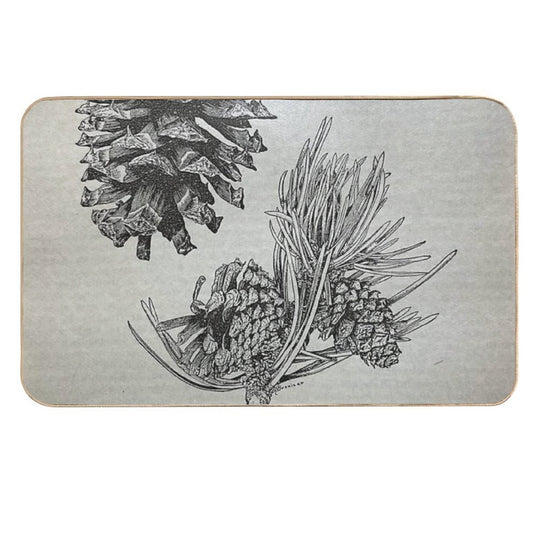 Long Pole Pine Vintage Plate  Repositionable Bath Mat