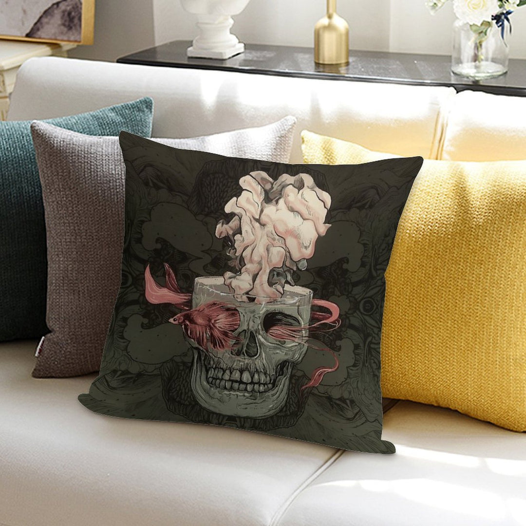 Skull And Red Fish Soft Easy Maintenance Throw Pillow