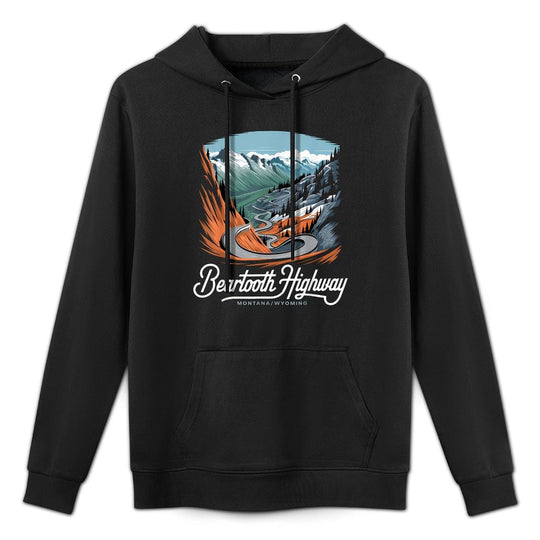 Beartooth Highway Montana Wyoming Mountains Winding Road Colorfast Hoodie