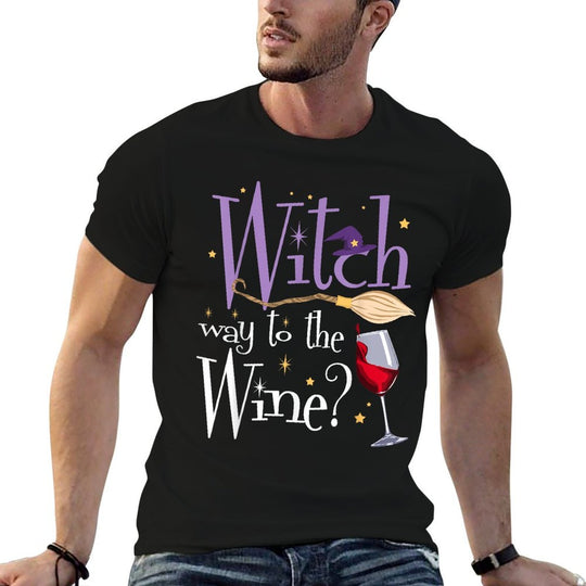 Witch Way To The Wine Halloween Drinking for Wiccan Witches  Oversized Silhouette T-Shirt