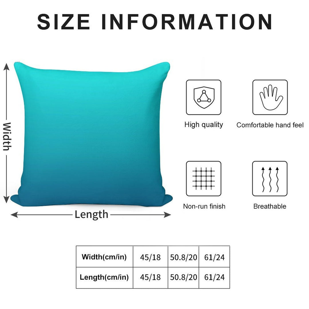 Preppy Summer Beach Teal Blue Turquoise Ombre Soft Gift Ready Throw Pillow