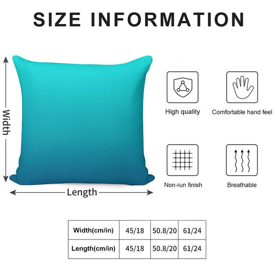 Preppy Summer Beach Teal Blue Turquoise Ombre Soft Gift Ready Throw Pillow