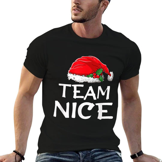 Team Nice Funny Christmas Pajamas Santa Claus Men Women Top  Vintage-inspired T-Shirt