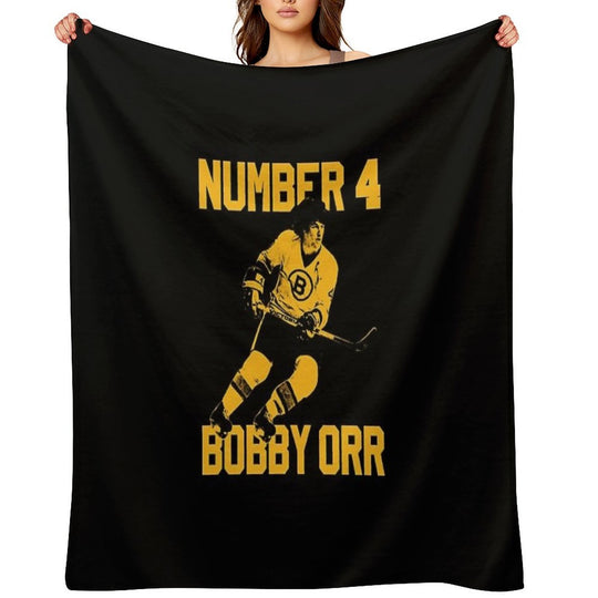 Bobby Orr Number 4 - The Yellow Stencil Travel-friendly Throw Blanket